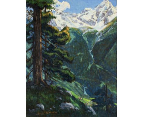 ARTIST: Louis Hovey Sharp (California, New Mexico, Illinois, 1874 - 1946)NAME: Mountain Landscape - Lauterbrunnen Berner Ober