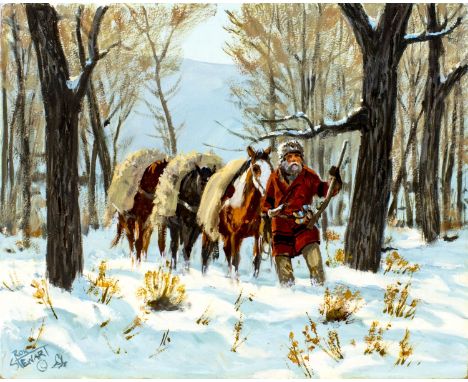 ARTIST: Ron Stewart (Arizona, born 1941)NAME: Time of Caution (titled on verso)MEDIUM: oil on boardCONDITION: Very good. No v