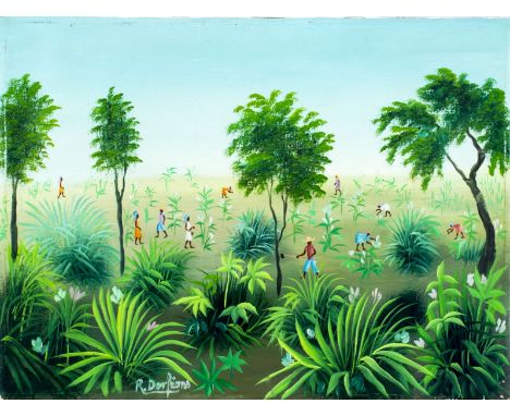ARTIST: Raymond Dorleans (Haitian, 1947 - 2000)NAME: Haitian LandscapeMEDIUM: oil on canvasCONDITION: Very good. No visible i