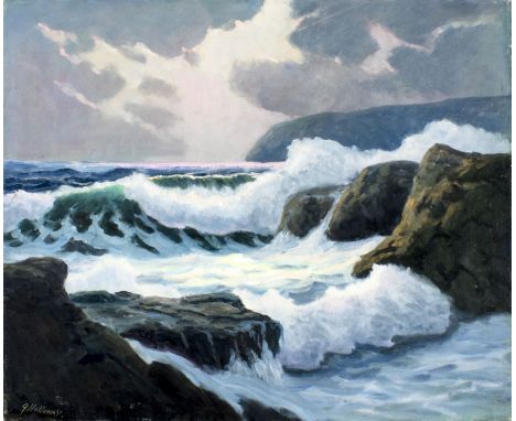 ARTIST: George Holloway (New Jersey, 20 century)NAME: Sunset SeascapeMEDIUM: oil on canvasCONDITION: Very good. No visible in