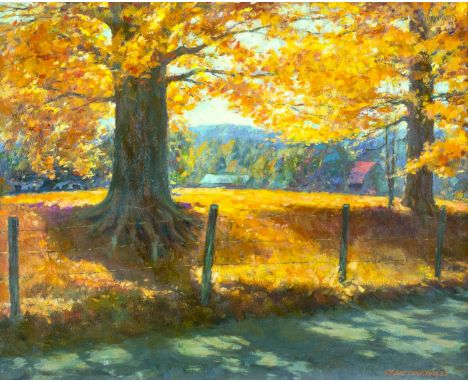 ARTIST: Grant Wright Christian (Indiana, 1911 - 1989)NAME: Autumn LandscapeYEAR: 1989MEDIUM: oil on canvasCONDITION: Very goo