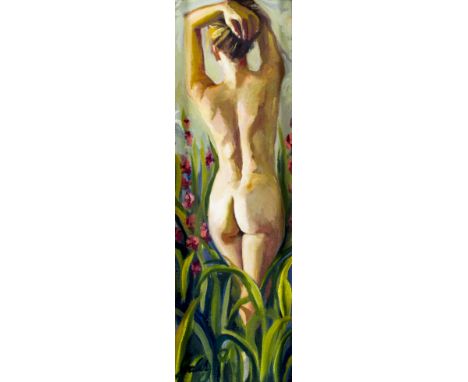ARTIST: Carrie Jadus (Florida, born 1976)NAME: Nude - Eva’s GardenMEDIUM: oil on canvasCONDITION: Very good. No visible inpai