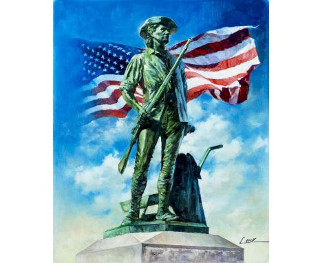 ARTIST: Dennis Lyall (Texas, Connecticut, born 1946)NAME: 50th Anniversary of Savings Bond - FlagYEAR: 1991MEDIUM: oil on can