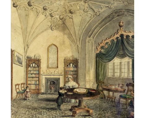 ARTIST: - (United Kingdom, 19 century) NAME: Interior SceneMEDIUM: watercolor on paperCONDITION: Some age toning. Framed unde