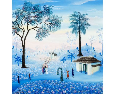 ARTIST: Jean Louis Senatus (Haitian, born 1949)NAME: Haitian LandscapeMEDIUM: oil on canvasCONDITION: Very good. No visible i