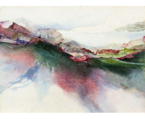 ARTIST: Marlene Loznicka (Maine, 20 century)NAME: Tribute To AquariusMEDIUM: watercolor on paperCONDITION: Faint foxing. Mino