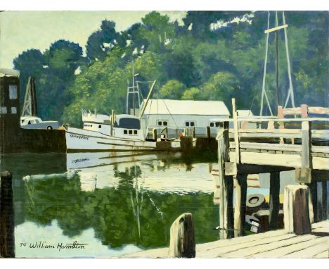 ARTIST: William Albert Hamilton Jr (California, Indiana, 1901 - 1984)NAME: Noya Landing (titled on verso) YEAR: 1974MEDIUM: o