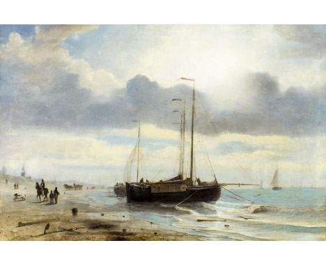 ARTIST: Petrus Paulus Schiedges I (Netherlands, 1813 - 1876)NAME: Coastal Scene with Fishing BoatsYEAR: 1853MEDIUM: oil on ca