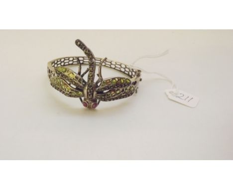 Pierced Arts & Crafts style dragonfly bangle    