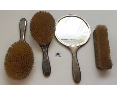 Four piece engine turned dressing table set Lon 1917  