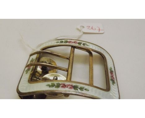An attractive coloured enamel belt buckle & buttons   