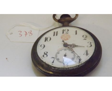 A large gun metal pocket watch      