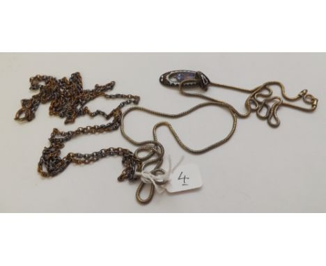An enamel gilt metal pendant on chain also another neck chain        