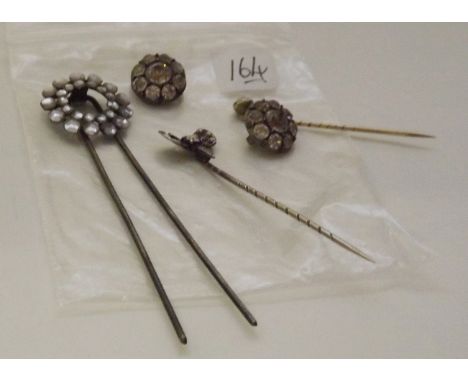 An antique paste hair pin, stick pins etc    