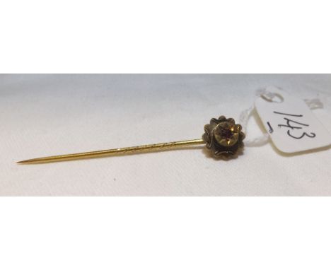 Antique stone set 15ct gold stick pin 1.3g    