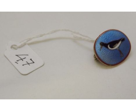 DENMARK - signed enamel silver gilt brooch of Oyster Catcher by Hugo Grun 5.3g      