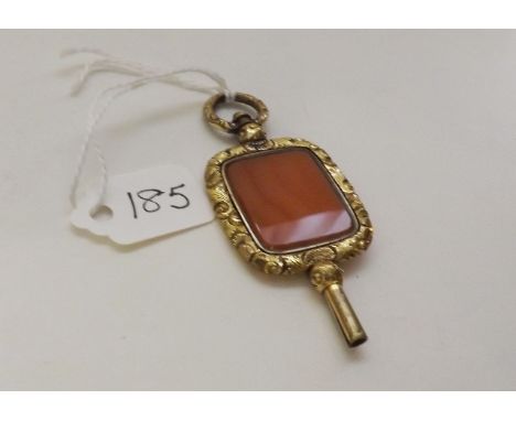 A large Victorian cornelian fancy watch key    