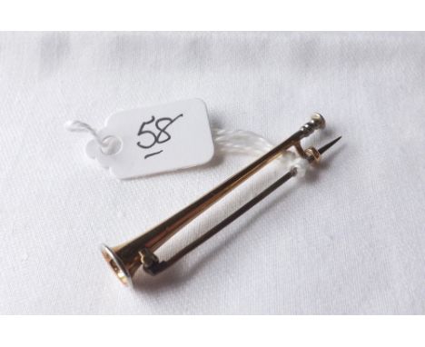 15ct hunting horn brooch 2.8g     