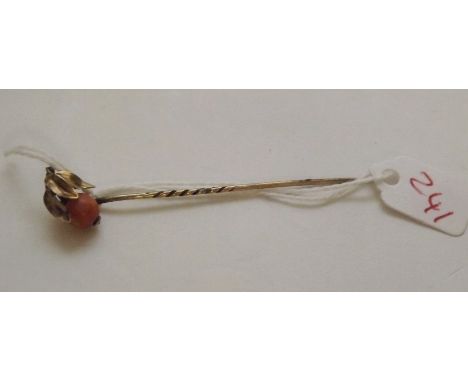 Gold & coral berry stick pin      