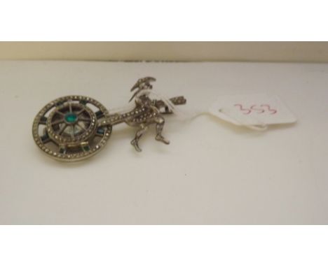 Novelty marcasite watch in the form of an Oriental pulling wheel        