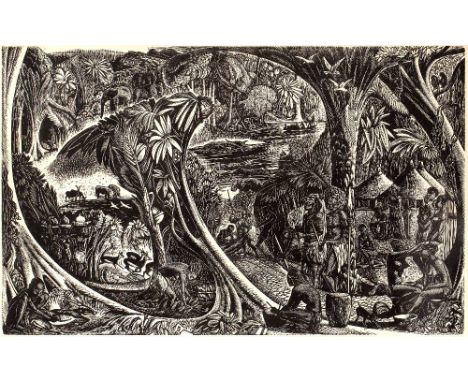 John Buckland Wright (1897-1954) "Belgian Congo", 30/100, signed and numbered in pencil (in the margin) wood engraving 29 x 4