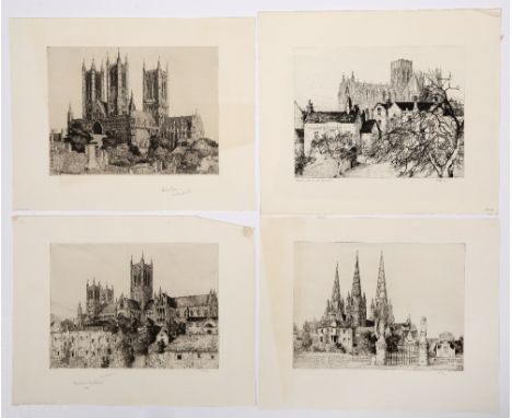 Margaret M. Rudge (1885-1972) Lincoln Cathedral signed in pencil (in the margin) etching, 18.5 x 24.5cm;  another of the same