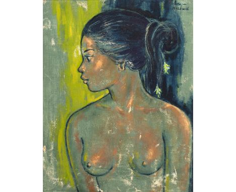 Circle Rudolf Bonnet (1895-1978) Portrait of nude lady bears signature and inscription "BALI 66" oil on canvas 44 x 35cm.&nbs