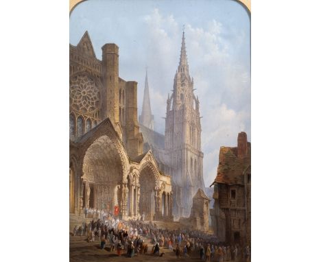 19TH CENTURY ENGLISH SCHOOL 'Chartres', lithograph with hand-colouring, 63 x 44cm