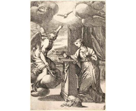 Carlo Maratti (1625-1713) The Annunciation  etching (Bartsch 2) first state before signature 21 x 14.5cm. Provenance: From th