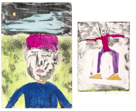 Bezzy Bailey (b.1962) Man with pink hair, 2001 2/30, signed, dated and numbered in pencil (in the margin) etching and aquatin