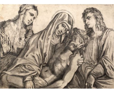 Luca Bertelli The Lamentation of Christ etching 39.5 x 53cm. Provenance: From the Collection of the late Professor Eric Geral