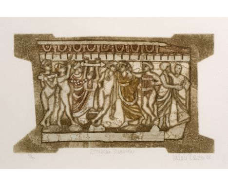 Valerie Thornton (1931-1991) ''Etruscan Reunion'', 1988  signed, dated and titled in pencil (in the margin)  etching and aqua
