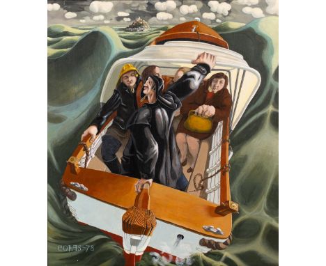 Ronnie Copas (1936-2017) "Bad Hobbling Weather of St Michael's Mount", 1978 signed and dated (lower left) egg tempura on boar