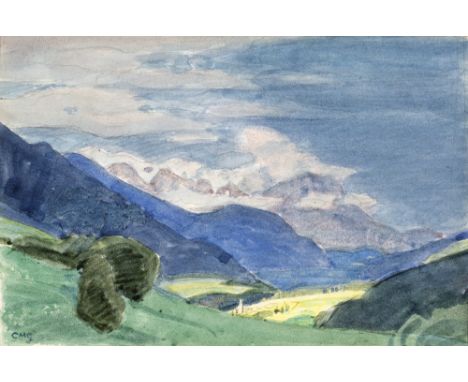 Charles March Gere (1869-1957) "Landscape - in the Sierra, Canton Valais" signed with initials (lower left) watercolour from 