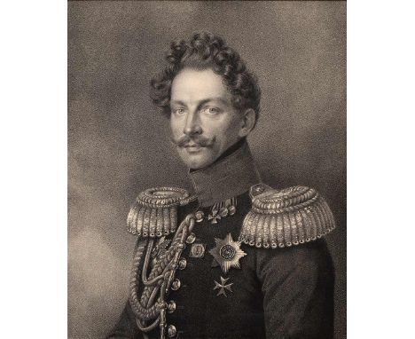 19th Century Russian School Portrait of General Count V.A. Perovsky (1794-1857) stipple engraving 31 x 25cm. Inscribed to mou