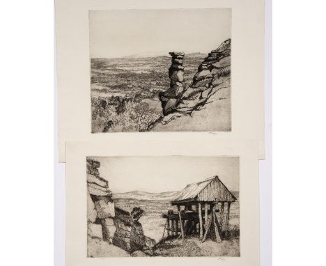 Margaret M. Rudge (1885-1972) "The Devil's Chimney" signed in pencil (in the margin) etching (x2) 22.5 x 20.5cm, and two furt