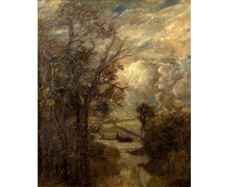 Jules Dupre (1811-1889) River landscape with trees signed oil on canvas 45 x 37cm. Provenance: Christies 19 July 1940.Lot 137