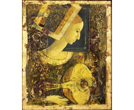 Mersad Berber (1940-2012) Woman playing a lute signed (lower right) mixed media 32 x 26.5cm.Lot 355 – Condition of the work i