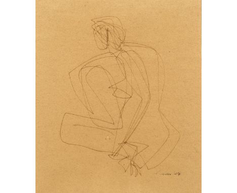 William Gear (1915-1997) "Figure Study - Line Drawing", 1947 signed and dated (lower right) ink on paper  26 x 22cm. Provenan