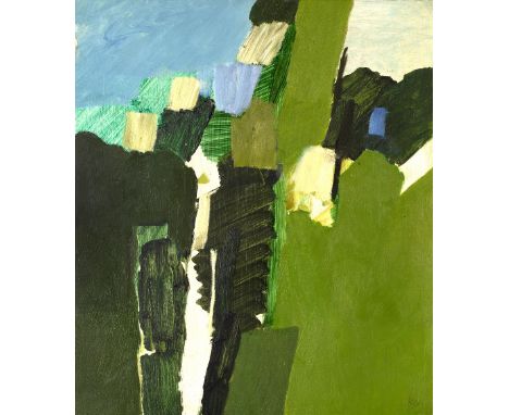 Keith Vaughan (1912-1977) Green Landscape, circa 1965 signed with initials (lower right) oil on panel 47 x 40cm. Provenance: 