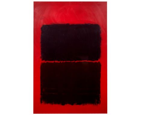 After Mark Rothko (1903-1970) Black squares on red lithograph 137 x 96cm.
