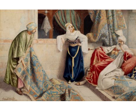 Giuseppe Diamilla "The Carpet Seller" signed and inscribed "Roma" watercolour 35 x 52cm.Lot 88 – Appears in good condition, n