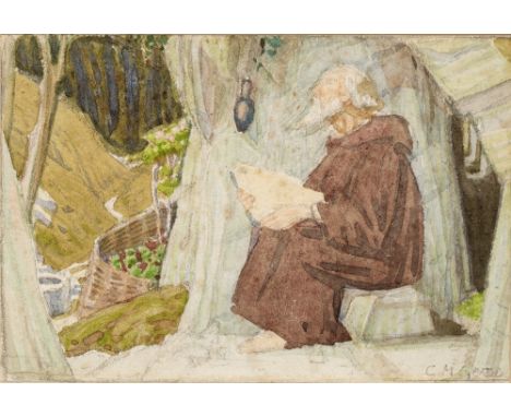 Charles March Gere (1869-1957) "Saint Francis" signed in pencil (lower right) watercolour 9 x 13cm. Provenance: From the coll