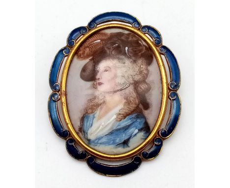 A Vintage TLM (Thomas Mott) Portrait of a Lady Brooch. Gilded back. 5cm. 
