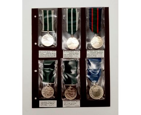 A Collection of 6 Vintage Retrospective Copies of Naval and Volunteer Force. Long Service Medals from 1894 to 1953 