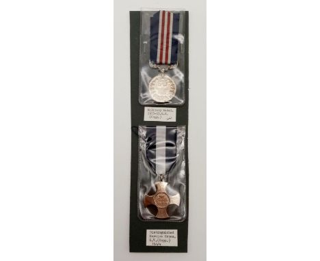 Two Vintage Retrospective Copies of Military Medals Including Military Medal 1935-53 and Distinguished Service Cross 