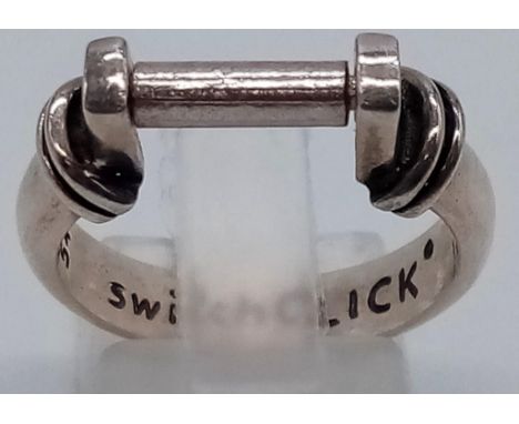 STERLING SILVER SWITCHCLICK RING. 5.3G. SIZE P 