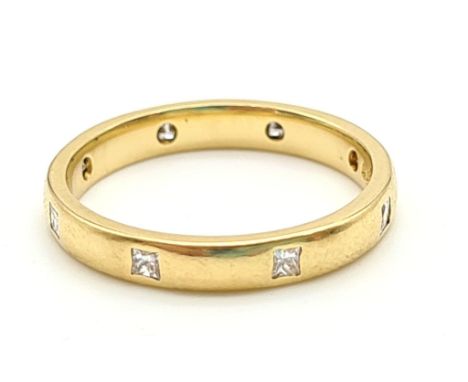 18K YELLOW GOLD DIAMOND SET BAND RING 0.40CT 2.8G SIZE K 