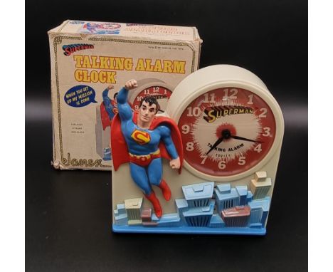 A Vintage Talking Superman Alarm Clock! Comes in original box. In good condition and working order but because of age no guar