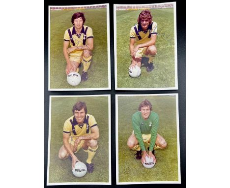 Four Vintage Signed Tottenham Hotspur Player Photos:Barry Daines, Peter Taylor, Glenn Hoddle and Terry Naylor. Pic size - 12.